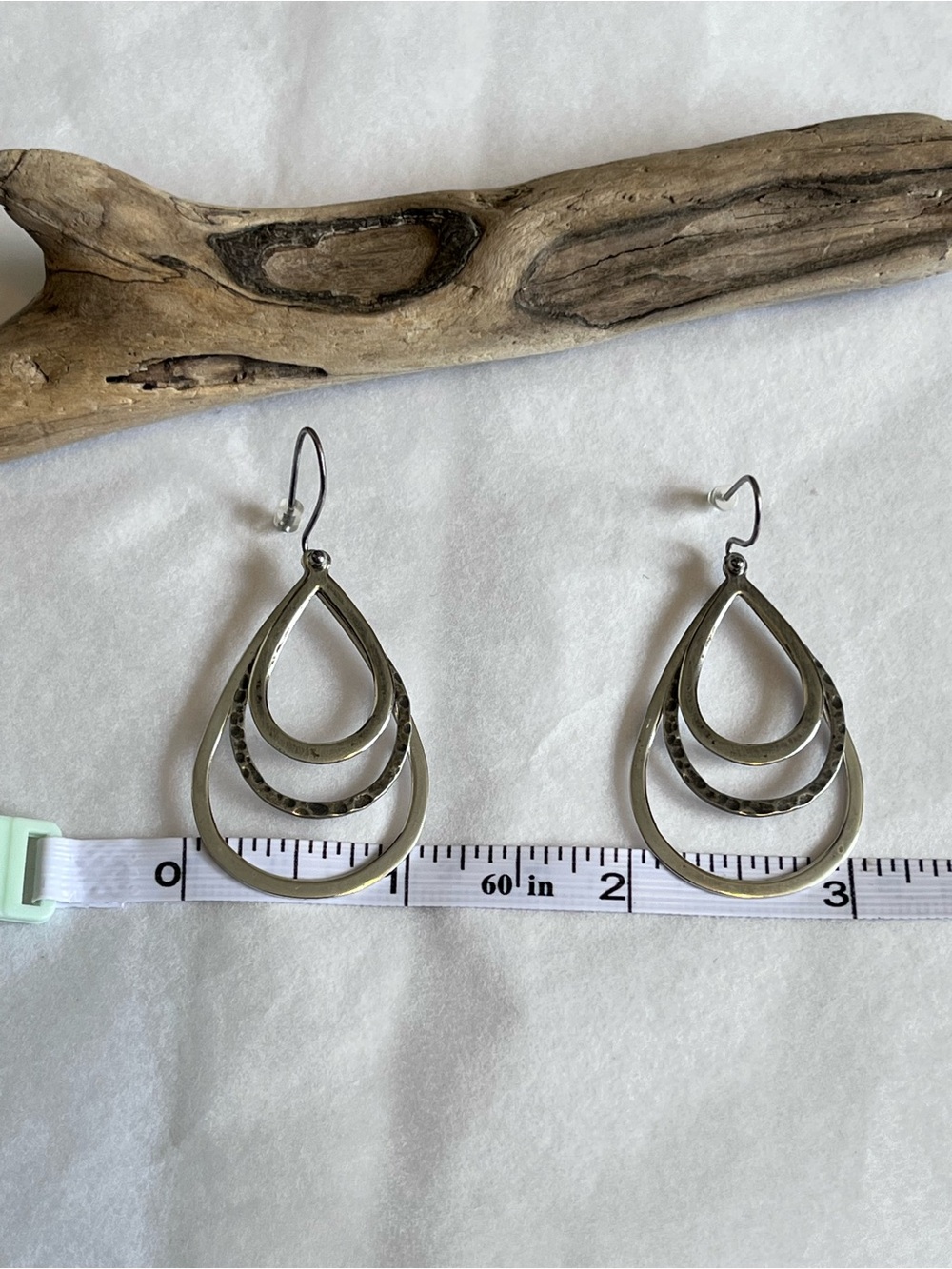 Silpada 925 Triple Teardrop Earrings Dangling Multi-texture Sterling Silver - Picture 4 of 6